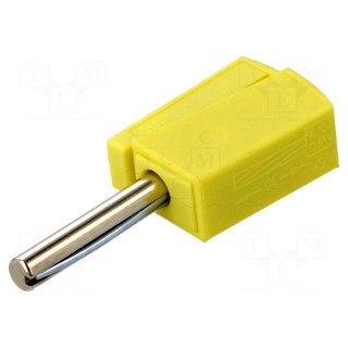 Plug | 4mm banana | 20A | 42V | yellow | non-insulated | 40mm | 3.86g