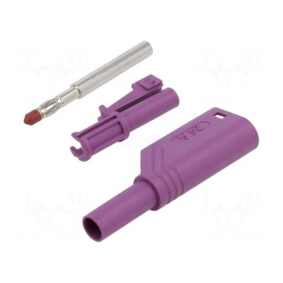 Plug | 4mm banana | 24A | 1kVDC | violet | 0.5÷2.5mm2 | on cable | 3mΩ