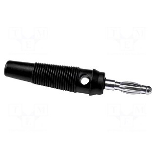 Plug | 4mm banana | 24A | 30VAC | 60VDC | black | 60mm | nickel plated