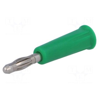 Plug | 4mm banana | 24A | 60VDC | green | non-insulated | on cable