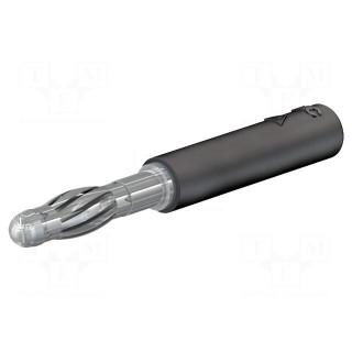Plug | 4mm banana | 30A | 30VAC | 60VDC | black | non-insulated | brass