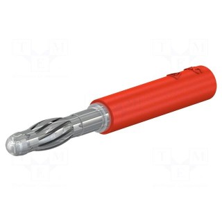 Plug | 4mm banana | 30A | 30VAC | 60VDC | red | non-insulated | brass