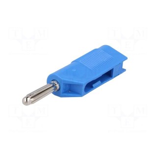 Plug | 4mm banana | 30A | 33VAC | 60VDC | blue | 3mΩ | 2.5mm2 | screw type