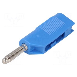 Plug | 4mm banana | 30A | 33VAC | 60VDC | blue | 3mΩ | 2.5mm2 | screw type