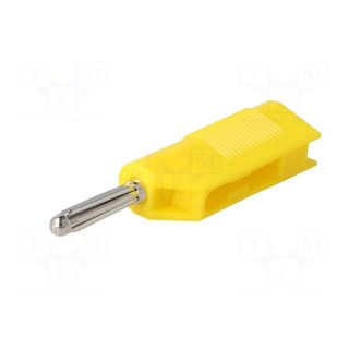 Plug | 4mm banana | 30A | 33VAC | 60VDC | yellow | 3mΩ | 2.5mm2
