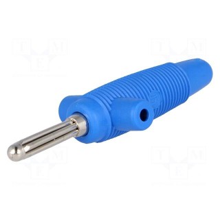 Plug | 4mm banana | 30A | 60VDC | blue | 3mΩ | 2.5mm2 | on cable | 60.5mm