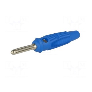 Plug | 4mm banana | 30A | 60VDC | blue | 3mΩ | 2.5mm2 | nickel plated