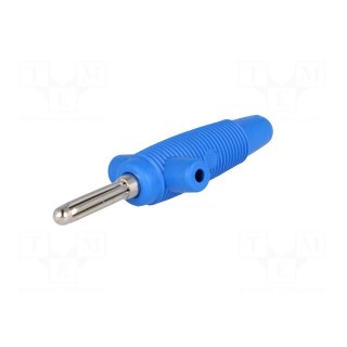 Plug | 4mm banana | 30A | 60VDC | blue | 3mΩ | 2.5mm2 | Mounting: on cable
