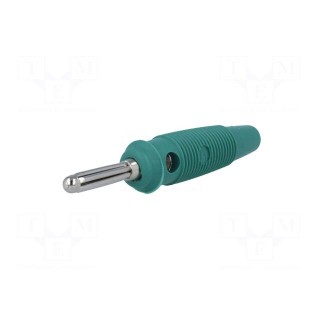 Plug | 4mm banana | 30A | 60VDC | green | 3mΩ | 2.5mm2 | nickel plated