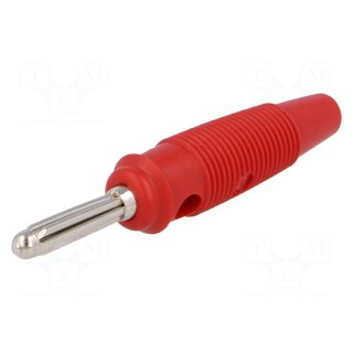 Plug | 4mm banana | 30A | 60VDC | red | 3mΩ | 2.5mm2 | nickel plated