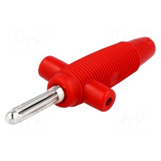 Plug | 4mm banana | 30A | 60VDC | red | 3mΩ | 2.5mm2 | on cable | 60.5mm