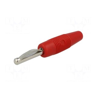 Plug | 4mm banana | 30A | 60VDC | red | non-insulated | 3mΩ | 2.5mm2 | 51mm