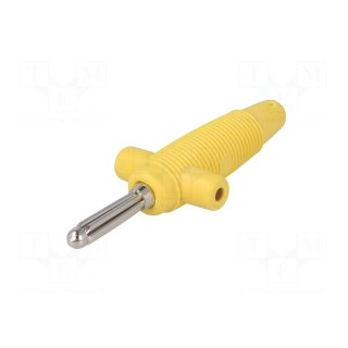 Plug | 4mm banana | 30A | 60VDC | yellow | 3mΩ | 2.5mm2 | on cable | 60.5mm
