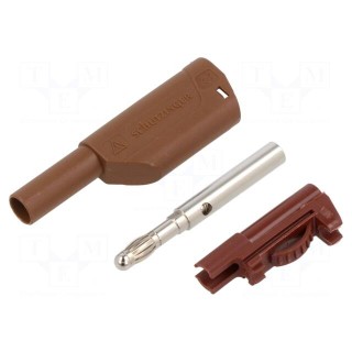 Plug | 4mm banana | 32A | 1kV | brown | insulated | Max.wire diam: 4mm