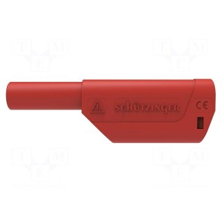 Plug | 4mm banana | 32A | 1kV | red | insulated | Max.wire diam: 4mm