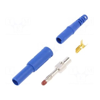 Plug | 4mm banana | 32A | 1kVDC | blue | insulated | Max.wire diam: 2.5mm