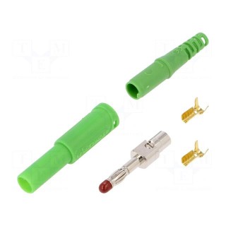 Plug | 4mm banana | 32A | 1kVDC | green | insulated | Max.wire diam: 4mm