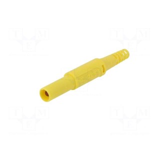 Plug | 4mm banana | 32A | 1kVDC | yellow | insulated | Max.wire diam: 4mm