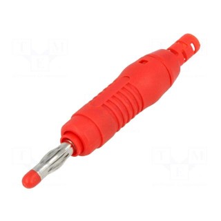 Plug | 4mm banana | 32A | 30VAC | 60VDC | red | 68.3mm | Mounting: on cable