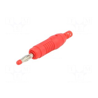 Plug | 4mm banana | 32A | 30VAC | 60VDC | red | 68.3mm | Mounting: on cable