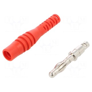 Plug | 4mm banana | 32A | 30VAC | 60VDC | red | non-insulated | 2.5mm2