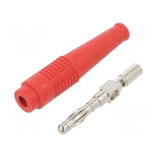 Plug | 4mm banana | 32A | 30VAC | 60VDC | red | non-insulated | 2.5mm2