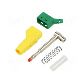 Plug | 4mm banana | 32A | 30VAC | 60VDC | yellow-green | 2.5mm2 | on cable
