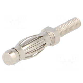 Plug | 4mm banana | 32A | 33VAC | 70VDC | 27.5mm | nickel plated | screw