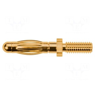 Plug | 4mm banana | 32A | 33VAC | 70VDC | 30mm | gold-plated | screw