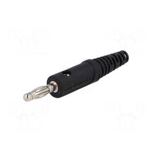 Plug | 4mm banana | 32A | 33VAC | 70VDC | black | Max.wire diam: 4mm