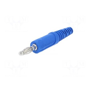Plug | 4mm banana | 32A | 33VAC | 70VDC | blue | non-insulated | 2.5mm2