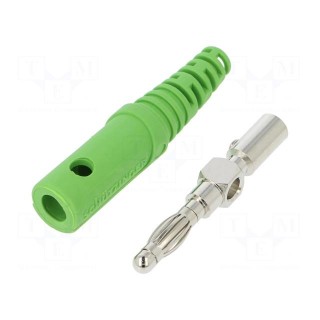 Plug | 4mm banana | 32A | 70VDC | green | Max.wire diam: 4mm | 2.5mm2