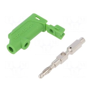 Plug | 4mm banana | 32A | 33VAC | 70VDC | green | Max.wire diam: 4mm | 3mΩ