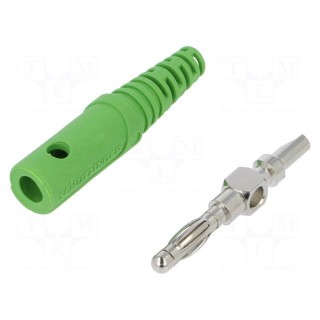 Plug | 4mm banana | 32A | 33VAC | 70VDC | green | Max.wire diam: 4mm