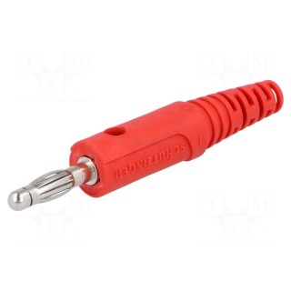 Plug | 4mm banana | 32A | 33VAC | 70VDC | red | Max.wire diam: 4mm | 2.5mm2