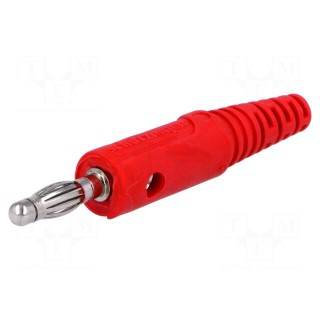Plug | 4mm banana | 32A | 33VAC | 70VDC | red | Max.wire diam: 4mm | 2.5mm2
