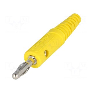Plug | 4mm banana | 32A | 33VAC | 70VDC | yellow | Max.wire diam: 4mm