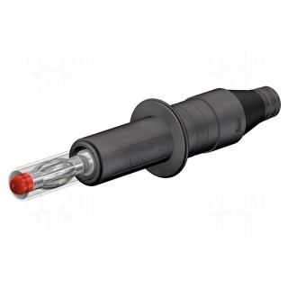 Plug | 4mm banana | 32A | 600V | black | insulated | 2.5mm2 | screw | 71mm