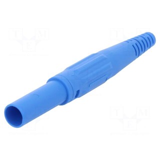 Plug | 4mm banana | 32A | 600V | blue | insulated | Mounting: on cable