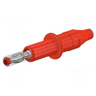 Plug | 4mm banana | 32A | 600V | red | insulated | 2.5mm2 | Mounting: screw