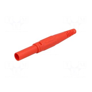 Plug | 4mm banana | 32A | 600V | red | insulated | Plating: nickel plated