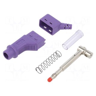 Plug | 4mm banana | 32A | 600V | violet | 2.5mm2 | on cable