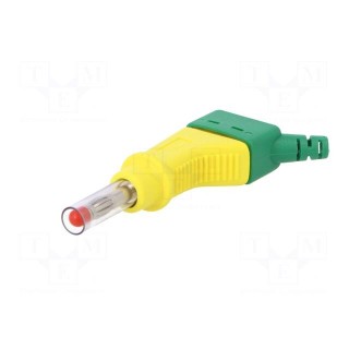 Plug | 4mm banana | 32A | 600V | yellow-green | 2.5mm2 | on cable