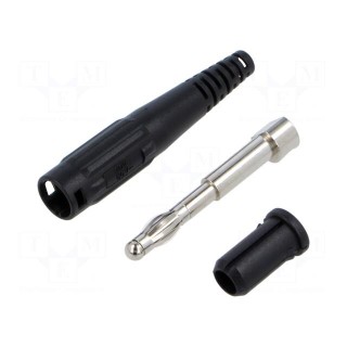 Plug | 4mm banana | 32A | 60V | black | non-insulated | 2.5mm2