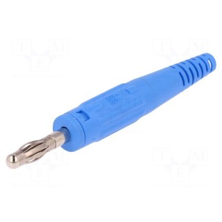 Plug | 4mm banana | 32A | 60V | blue | non-insulated | 2.5mm2 | screw