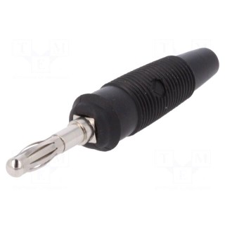 Plug | 4mm banana | 32A | 60VDC | black | non-insulated | for cable | 3mΩ