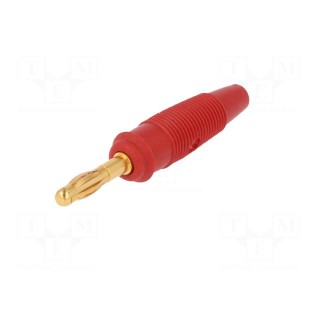 Plug | 4mm banana | 32A | 60VDC | red | non-insulated | for cable | 3mΩ
