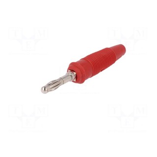 Plug | 4mm banana | 32A | 60VDC | red | non-insulated | for cable | 3mΩ