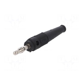 Plug | 4mm banana | 32A | black | 2.5mm2 | nickel plated | soldered | 69mm