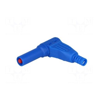Plug | 4mm banana | 32A | blue | insulated | 40mm | for cable | soldered